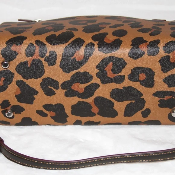 SOLD! NWT COACH Rowan Satchel In Signature Canvas With Leopard Print - Picture 4 of 4